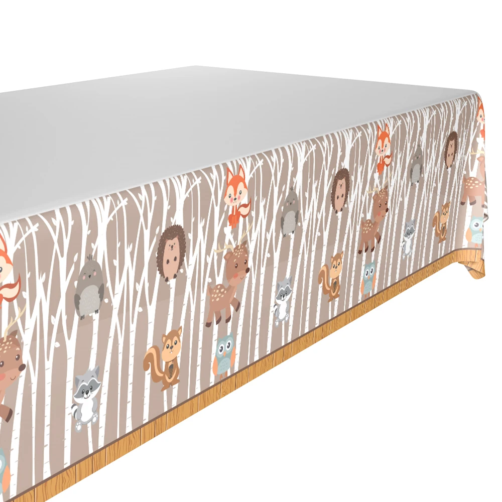 Tablecloth-1Pcs Забавные Животные тема disney Бэмби Лось Совы лисы Ежик одноразовая посуда вечерние детский день рождения, День благодарения вечерние декор, Декор для дома - Цвет: Tablecloth-1Pcs