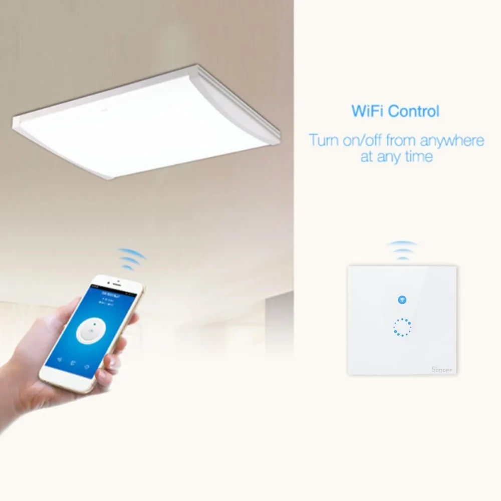 Интеллектуальный выключатель света Sonoff T1 Smart WiFi RF/приложение/сенсорный экран Управление настенный светильник Переключатель 1/2/3 банда 86 Тип UK Панель настенный сенсорный светильник переключатель умный дом пульт дистанционного управления