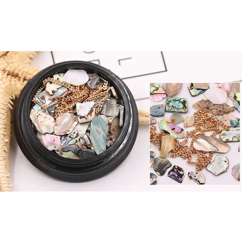 1 коробка мод красочные Sea Shell камни с разными рисунками блестящие, для дизайна ногтей Декор Стикеры с цепочками поставок накладные ногти BV789