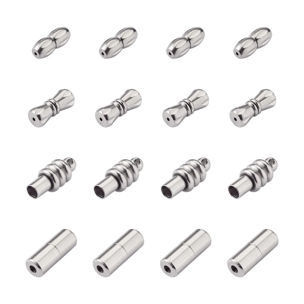 16Sets 4 Styles 304 Stainless Steel Screw Clasps For jewelry making DIY Bracelet Necklace Connector Accessories 12x5mm