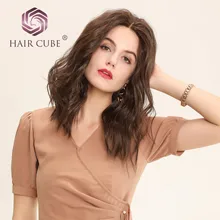 Haircube синтетические парики на кружеве 1" темно-коричневый с натуральной линией волос синтетические волосы волна воды U Часть Кружева парики для женщин