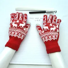 Рождественские перчатки Wapiti для мужчин и женщин, теплые вязаные перчатки с принтом, зимние перчатки Guantes Mujer Invierno, рождественские перчатки