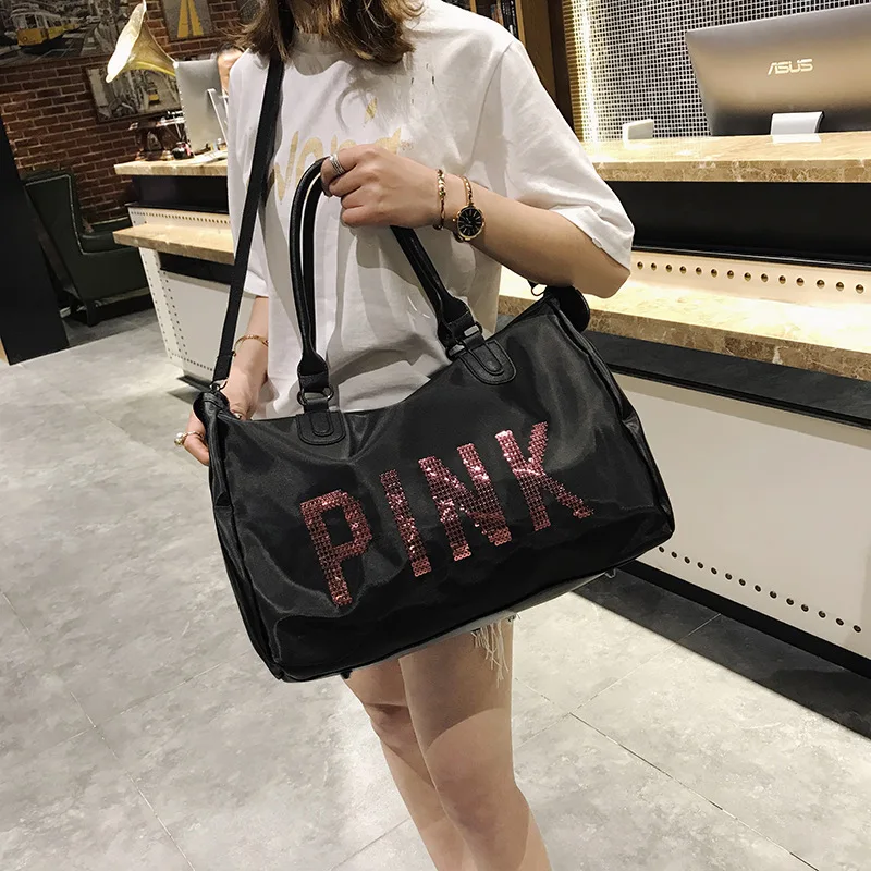 New Cheap Sequins Black Gym Bag Women Shoe Compartment Waterproof Sport Bags For Fitness Training Yoga Bolsa Sac De Sport