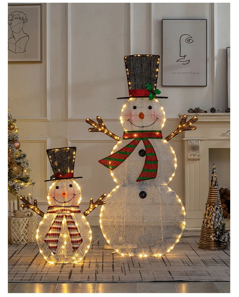 

Рождественское украшение из кованого железа, светящиеся украшения в виде снеговика для пожилых людей, Рождественская наклейка, Счастливого Рождества