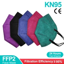 Kn95 máscara facial filtro de 5 camadas porta poeira pm2.5 mascarillas ffp2 não tecido saúde protetora máscara n95 entrega rápida