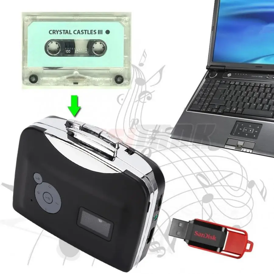 Vhs плеер EZCAP230 Кассетный MP3 конвертер стерео USB кассета цифровая лента MP3 wi/наушники стилус для поворотного стола игла