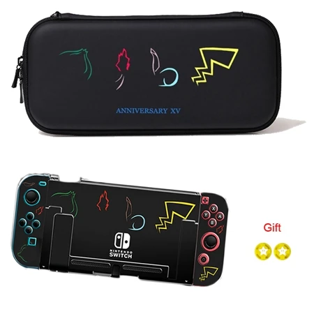 Bag with case A 4 в 1 nintendo Switch EVA сумка для хранения с Pokemo жесткий защитный чехол Оболочка Чехол комплект для NS nintendo консолью коммутатора Аксессуары - Цвет: Bag with case A