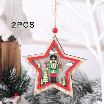 

2pcs Christmas Tree Pendants Xmas Wood Pendant Decoration House Festival Atmosphere Party Decor 11cm