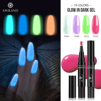 

SAVILAND Glow In The Dark Nail Gel Polish Pen Gel Hybrid Nail Varnish Soak Off UV LED Lamp Semi Permanent Shimmer Nail Art