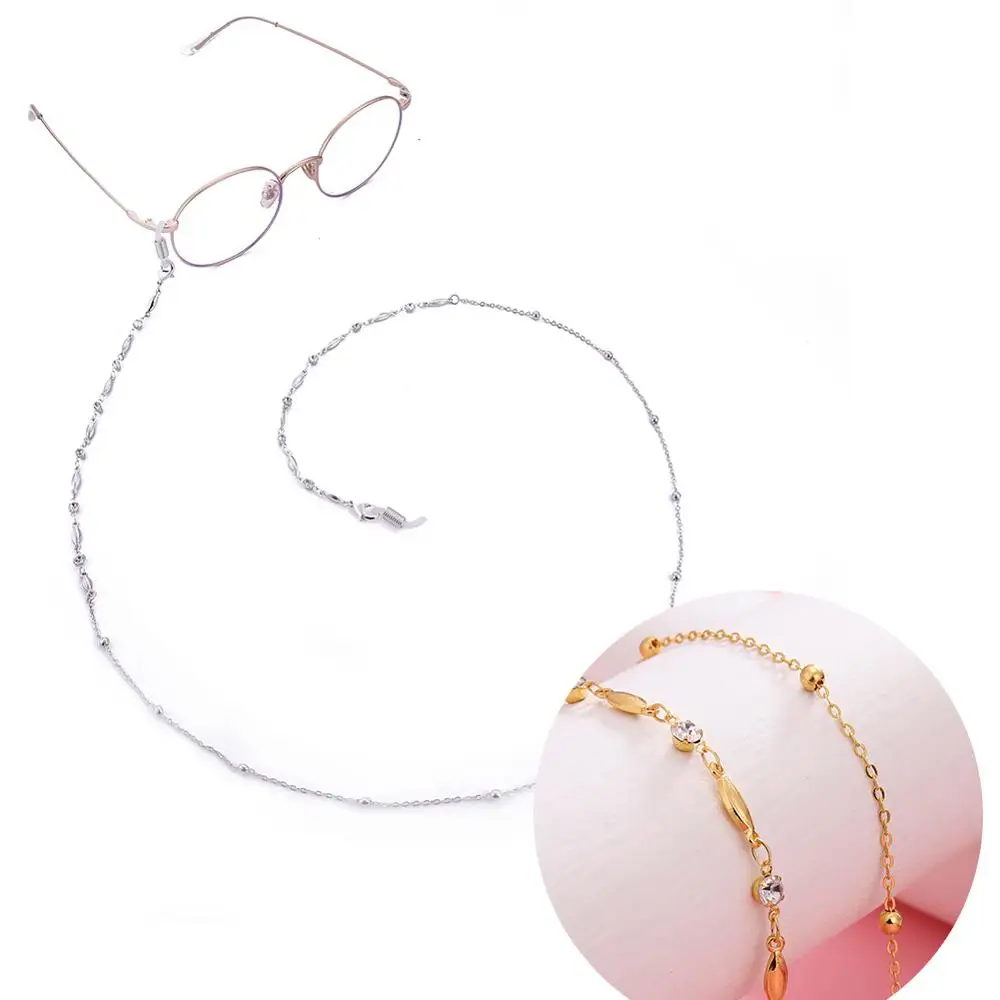 Teamer Fashion Women Crystal Beaded Glasses Chain Rose Gold Color Sunglasses Chains Cords Lanyard Hanging Neck Holder Necklaces 2