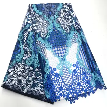 

Navy Blue French tulle lace fabrics High Quality African Embroidered Net Lace Fabric Tulle lace fabric For Wedding Dress DG543