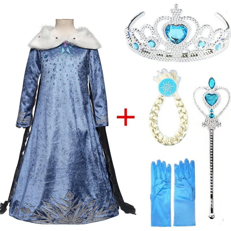 elsa set2 Новинка; платье принцессы Эльзы и Анны для девочек 2 Костюмы для косплея Детские праздничные платья Платья Снежной королевы «Эльза» для дня рождения платье принцессы с изображением принцессы Эльзы детское платье Vestidos - Цвет: elsa set2