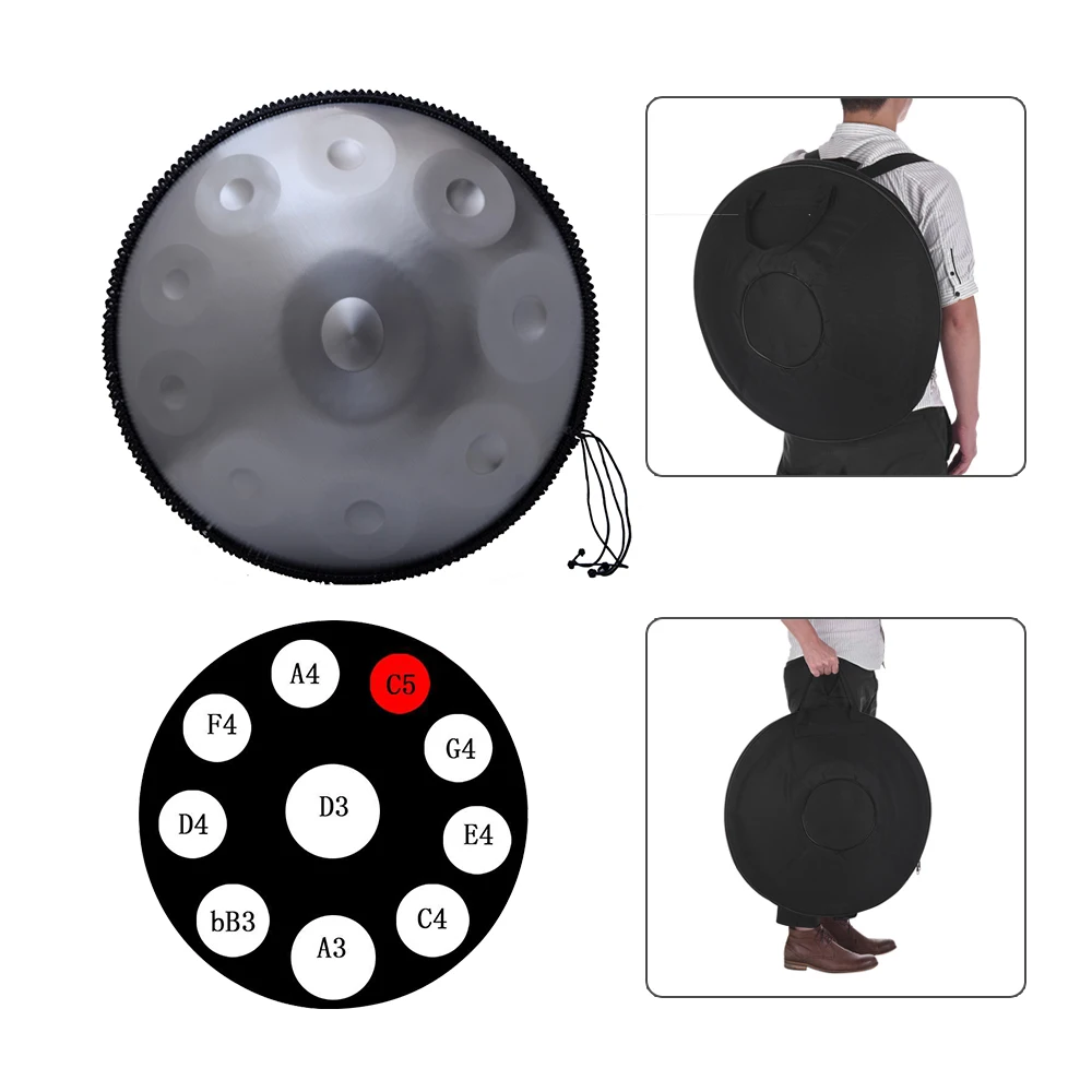 10 нот Handpan ручная кастрюля ручной барабан музыкальный ударный инструмент подарок с барабаном палочка ткань для чистки металлическая подставка сумка для переноски