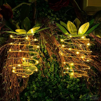 

2pcs Solar Garden Lights Outdoor Waterproof 25 LED Hanging Solar Lamp Pineapple Porch Decor Landscape Lights Fairy String Lamp
