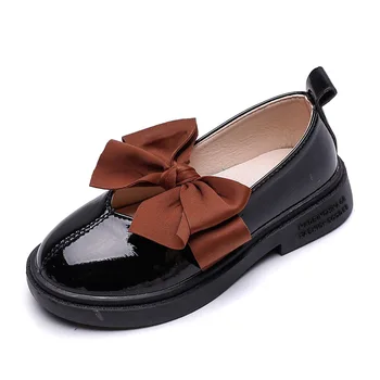 

CUZULLAA Autumn Kids Butterfly-Knot Slip-On Patent Leather Shoes Girls Fashion Non-Slip Rubber Sole Casual Shoes Size 26-36