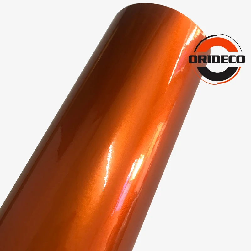 orange glossy metallic vinyl wraps car vinyl film
