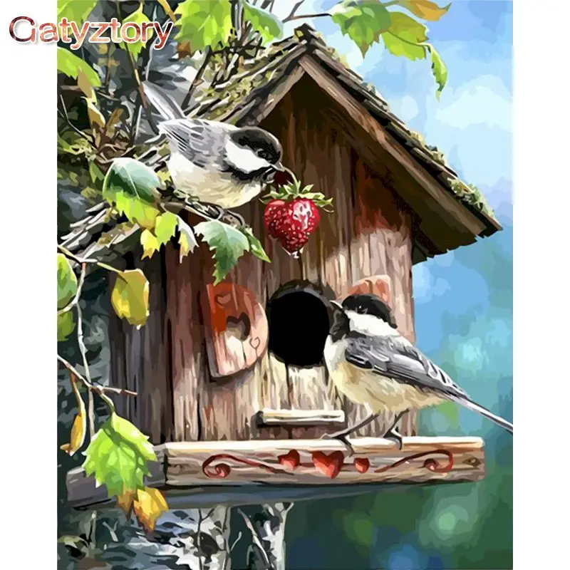 GATYZTORY DIY Painting by numbers Bird's nest paint for children photo frames picture decor the home 40x50cm | Дом и сад