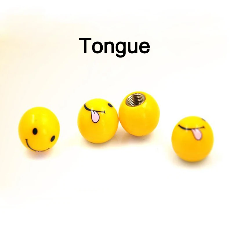 Tongue 4 шт шины для легковых автомобилей колесо стволовых воздушный вентиль, крышка автомобиля вентиля покрышек легковых Кепки Авто Грузовик велосипед MTB пыли Пылезащитный колпак Забавный выражение лица клапан Кепки - Цвет: Tongue