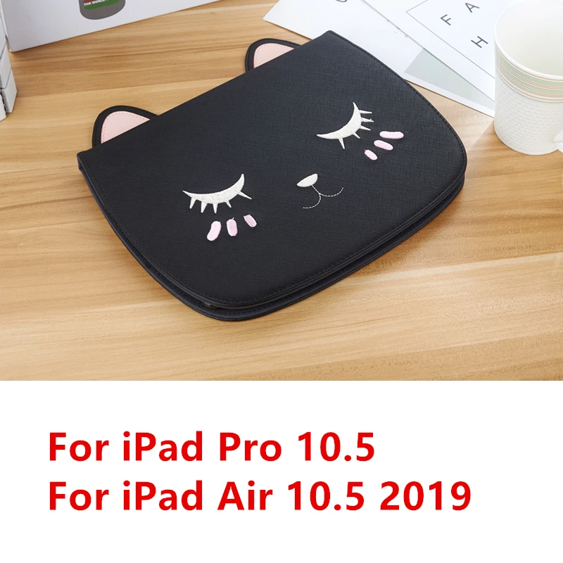 Обложка для iPad 10,2 чехол милый Кот из искусственной кожи смарт-чехол s для iPad 9,7 Air 2/1 мини 1/2/3/4/5 Pro 11 Pro 10,5 воздуха 10,5 Funda Capa - Цвет: Black 10.5