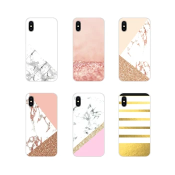 

For Xiaomi Mi4 Mi5 Mi5S Mi6 Mi A1 A2 A3 5X 6X 8 CC 9 T Lite SE Pro pink gold marble glitter stripes Transparent TPU Shell Covers