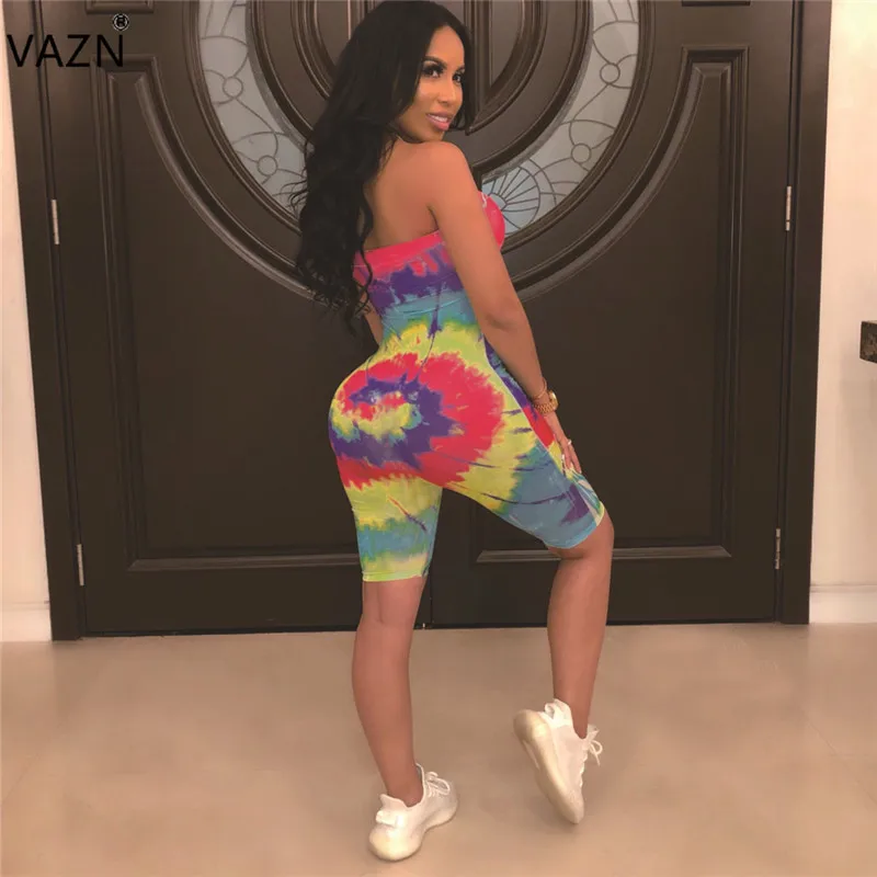 VAZN/, популярные сексуальные женские обтягивающие костюмы без бретелек без рукавов с принтом, женские облегающие костюмы, DAN8144