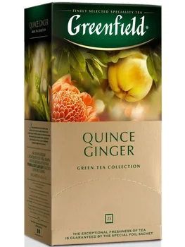 

Tea Greenfield "Quince ginger", green with additives, 25 bags