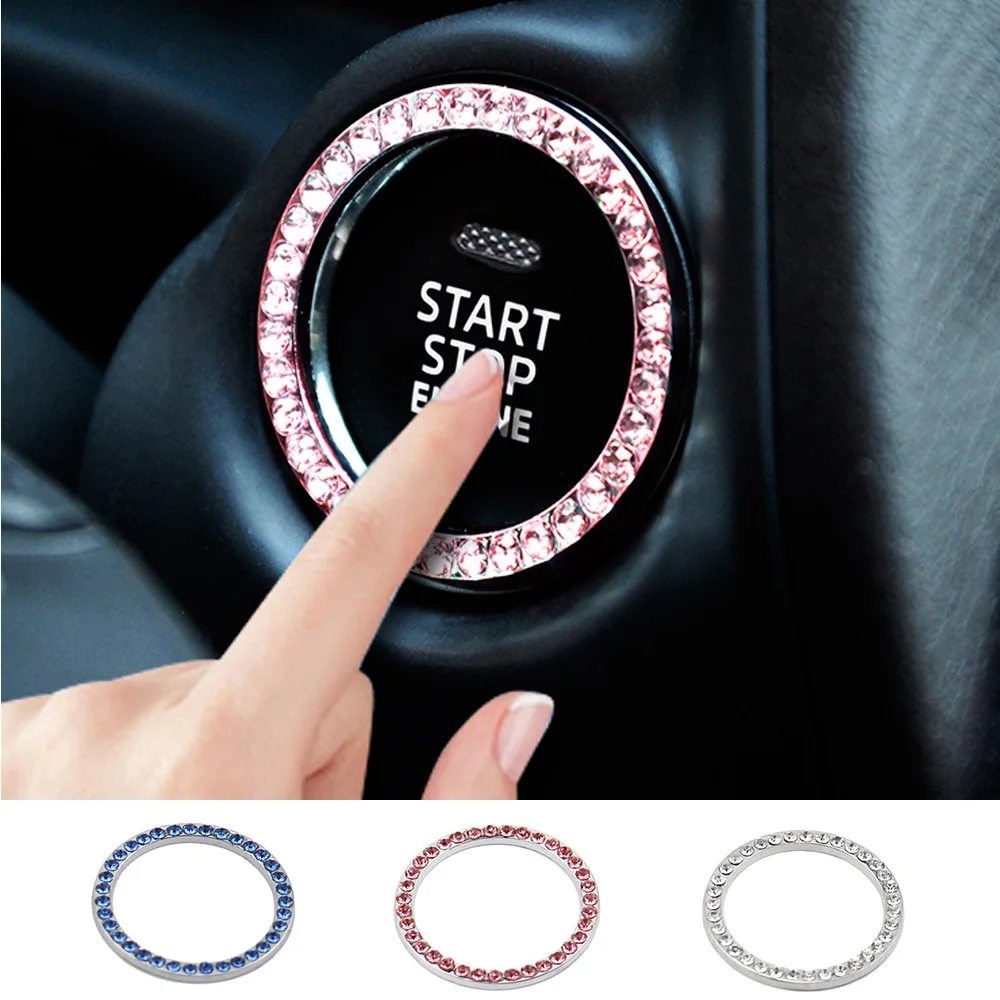 3PCS Car Button Start Ring Auto Car Suv Decorative Accessories Car