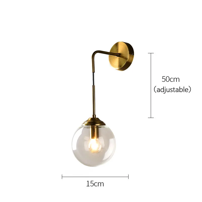 JIAMEN современный золотой/черный настенный светильник Led E27 настенный светильник 15 см/20 см круглые стеклянные светильники для дома гостиной спальни кухни декор - Цвет абажура: Clear