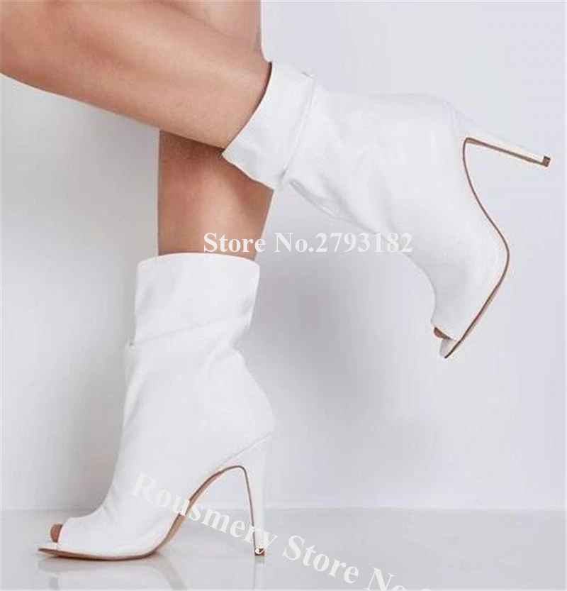 white peep toe ankle boots