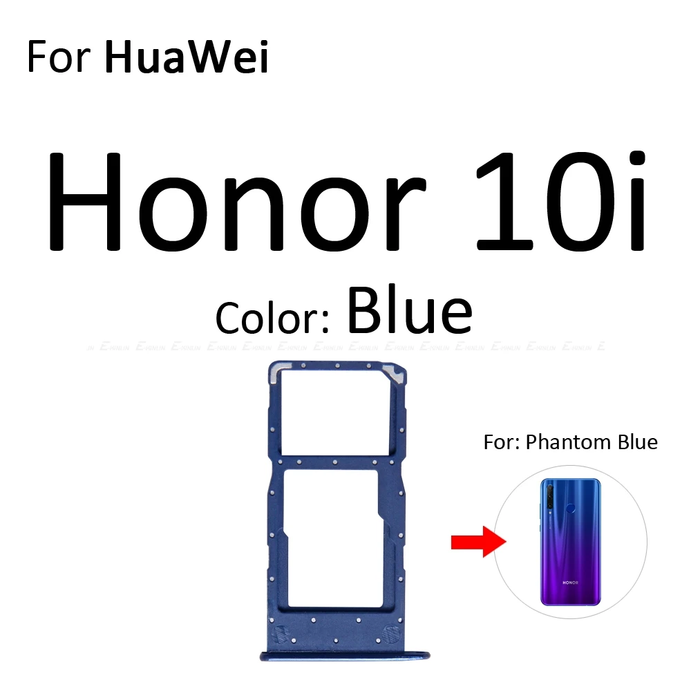 Micro SD sim-карта слот, разъем для лотка адаптер Коннектор кард-ридера для HuaWei Honor View 10 Lite 10i контейнер держатель запасные части - Цвет: For Honor 10i Blue