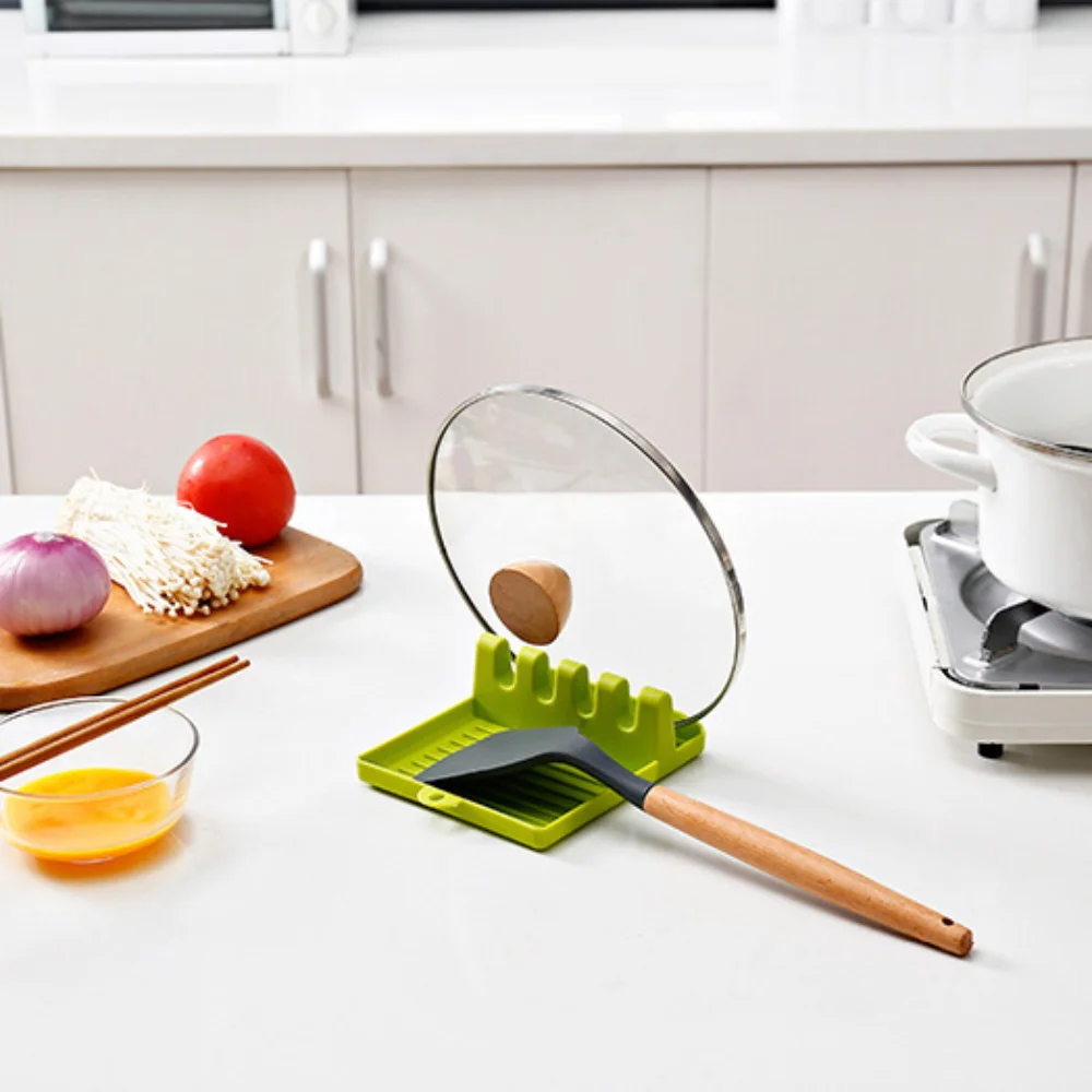 

Kitchen Spoon Holders Fork Spatula Rack Shelf Organizer Plastic Spoon Rest Chopsticks Holder Non-slip Spoons Pad Kitchen Utensil