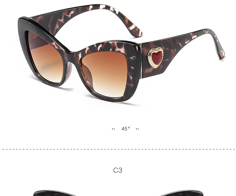 JIAKOU, большие размеры, кошачий глаз, солнцезащитные очки, сердце, украшение, женские солнцезащитные очки,, винтажные, Роскошные, для глаз, уф400, JYJ091