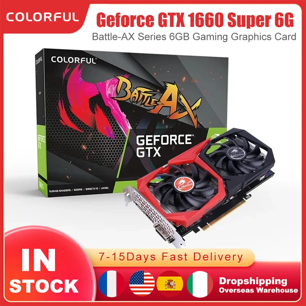 Цветная видеокарта Geforce GTX 1660 Super 6G 6 ГБ GDDR6 бит двойные вентиляторы игровые