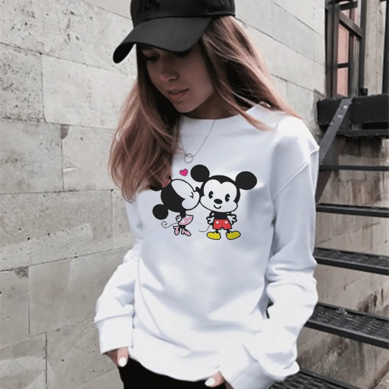 Harajuku мультфильм мышь печати толстовки для женщин дикий тренд пуловер Толстовка Kawaii мышь стеклянный, для церемоний Повседневная Толстовка с длинными рукавами - Цвет: 1533