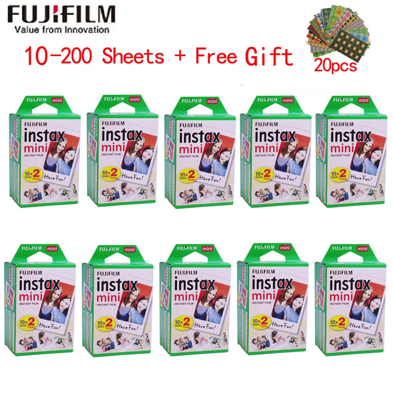 Пленка Fujifilm instax mini 9 10 200 листов пленка с белым краем ширина 3 дюйма для мгновенной