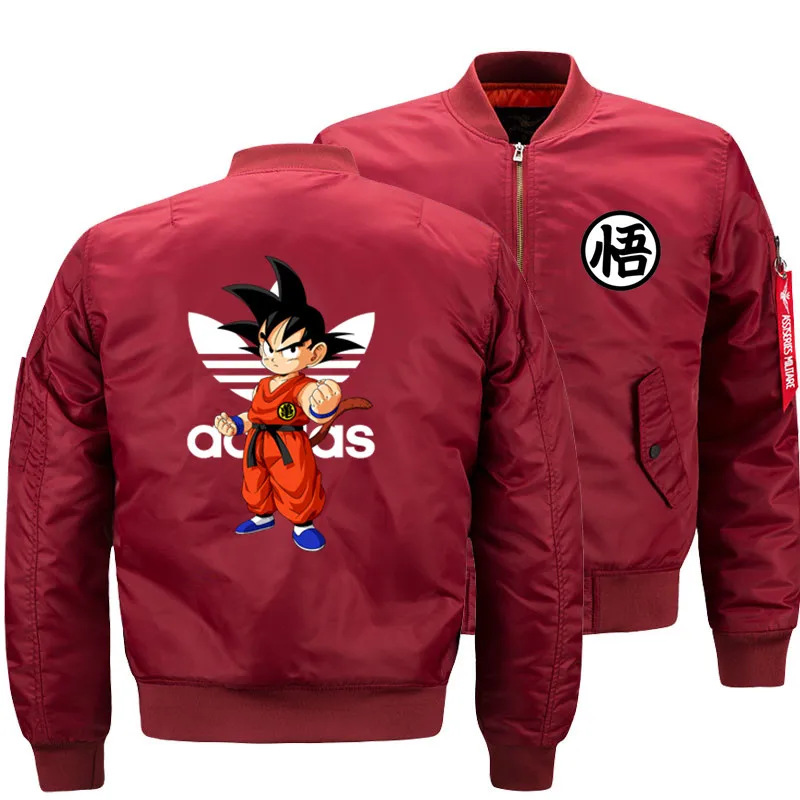 Мужская куртка-бомбер, плюс размер, аниме Dragon Ball Z Супер Саян Гоку, драконий шар, пальто, Мужская ветровка, пилот, бейсбольные куртки - Цвет: red wine 2