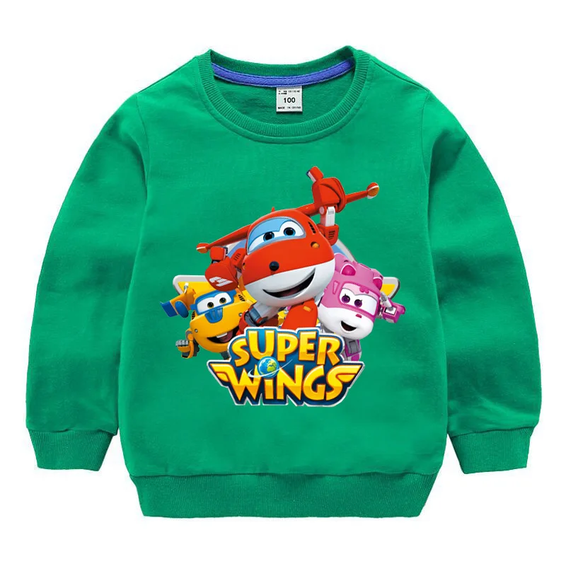  1-10Y Costume Jet Super Wings Clothes Girls Tops Long Sleeve tshirt Kids Cartoon Hoodies Baby Boy T