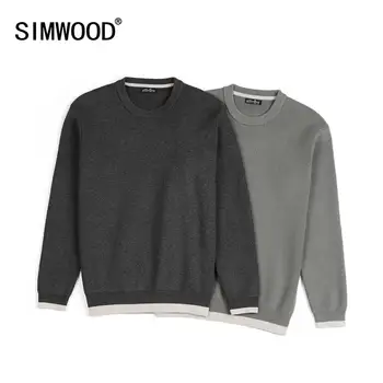 SIMWOOD Winter New Sweater Men Contrast Color O neck Plus Size Pullovers High Quality Brand Clothing