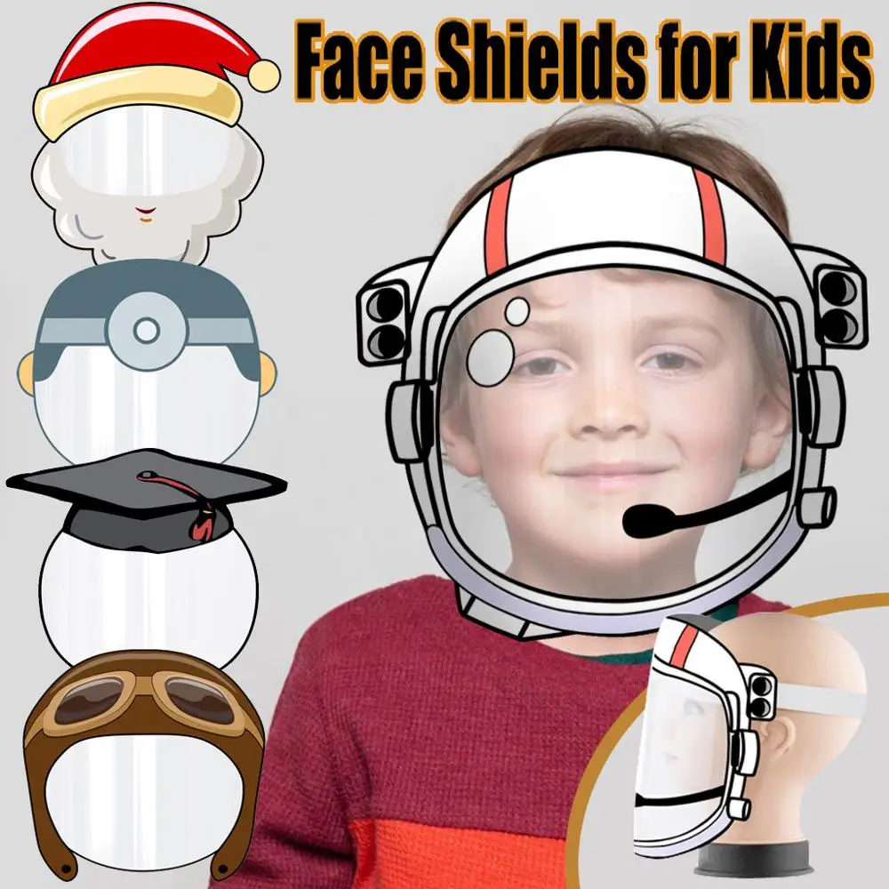 

2020 Child Protective Face Shield Anti-Fog Anti-Splash Anti Droplet Full Face Cover Mask Cute Transparent Safe Face Shield New