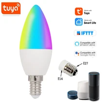 Tuya – ampoule LED intelligente, wi-fi, E14, E27, RGB + W + C, lumière réglable, télécommande, fonctionne avec Alexa Google Home Assistant