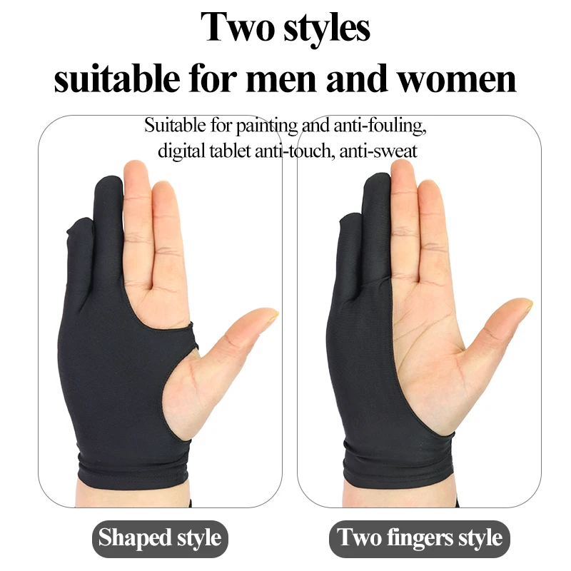 Two-fingers/Shaped Style Antifouling Gloves for Any Graphics/Table/Drawing Free Size Both for Left and Right Hand Drawing Gloves