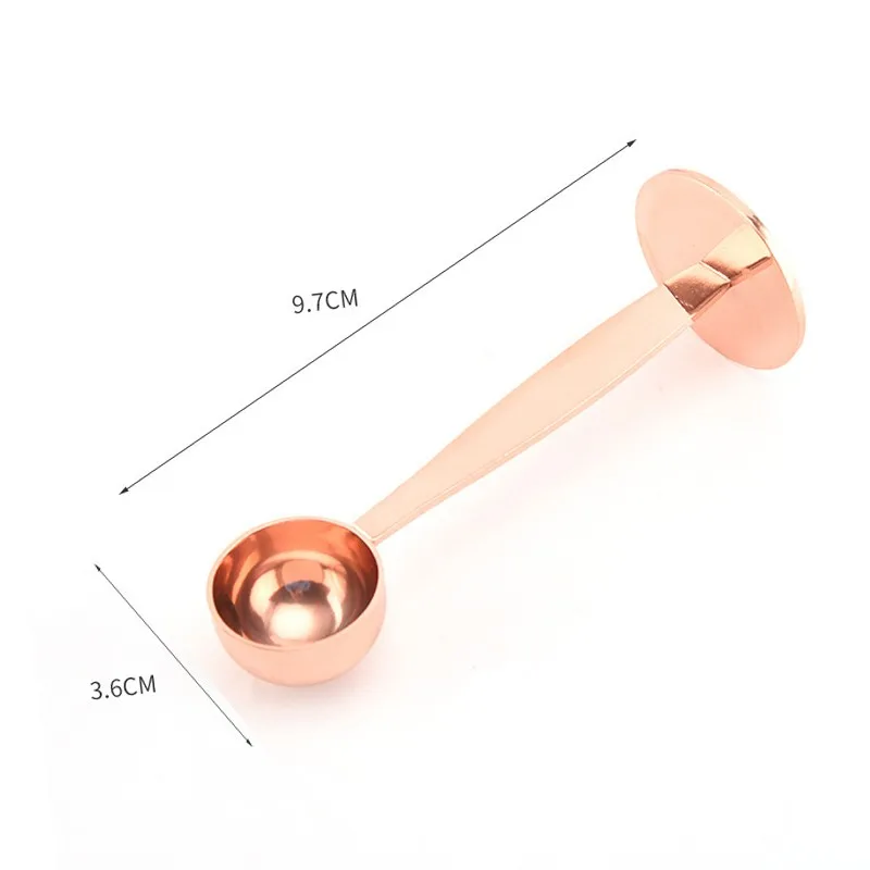 2-en-1 Café Cuillère Doseuse Café 2-en-1 Inox - Avec Tamper Espresso Long Manche 14.5cm - Pour Mesurer Et Tasser Café Cuillère à Café Pour Café