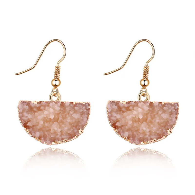 11BELLAHYDIARY Bijoux Geometric Semicircle Druzy Resin Drop Earrings For Women Jewellery Pendientes Earings 2019 Wedding Earing (8)