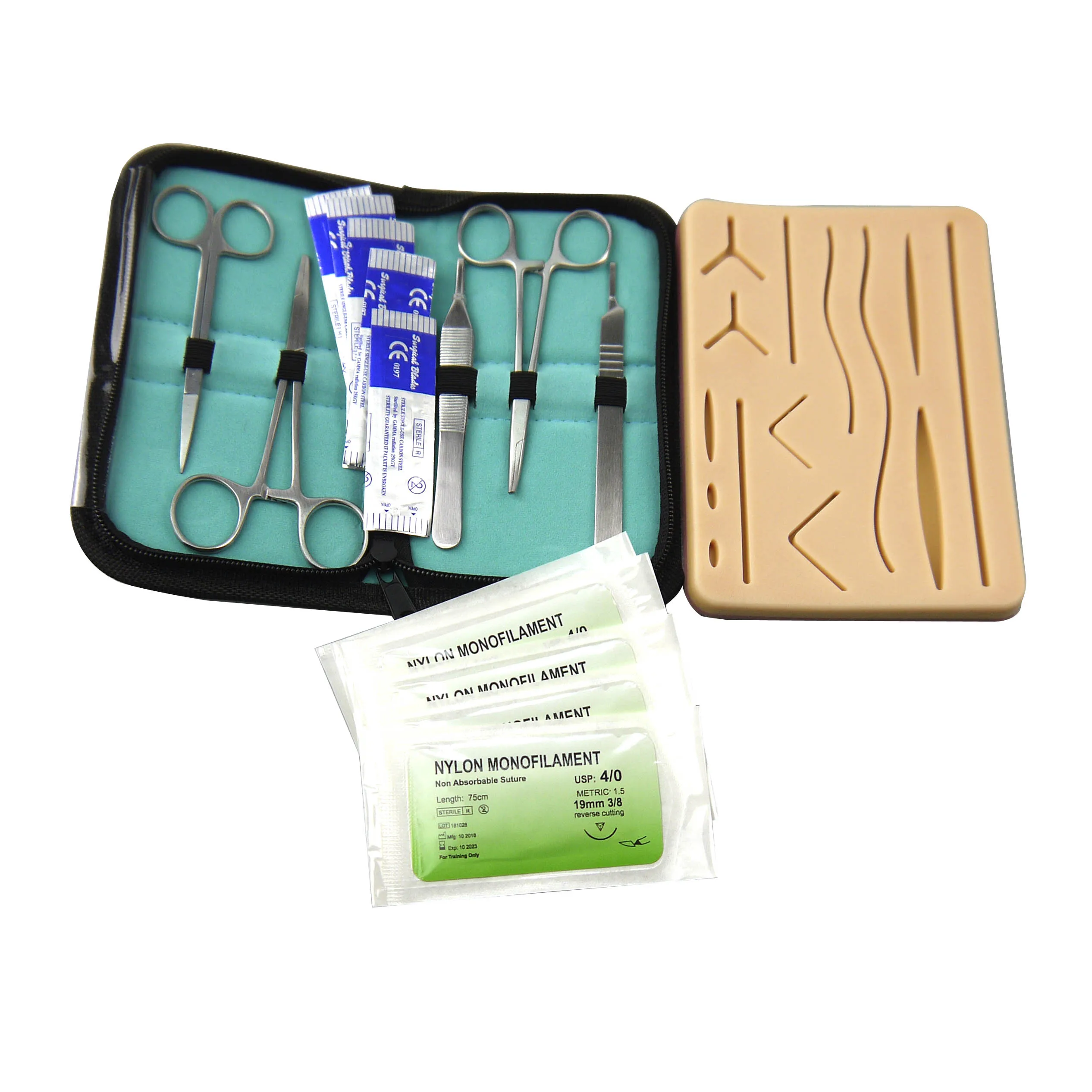 Needle-Scissors Training-Kit Suture Silicone-Pad Medical-Skin Teaching Resource-Kit Study