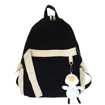 

Fashionable Backpack Women's Soft Velvet Material Classic Student Back pack with Donald Duck Pendant Youth Leisure Bag pack