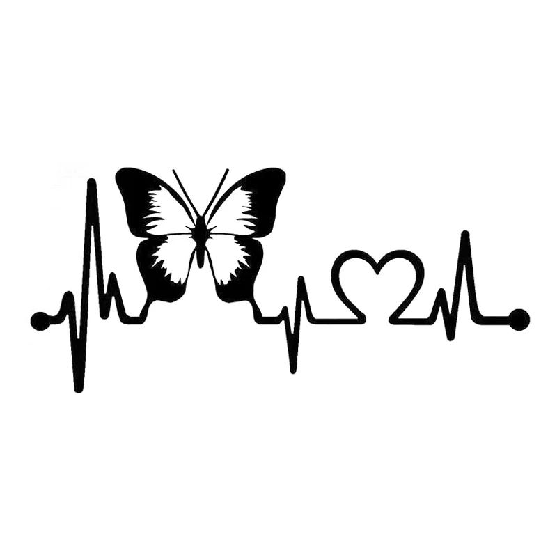 

Car Sticker Butterfly Heartbeat Lifeline PVC Car Styling Sticker Black/silver 20.3cm * 8.9cm