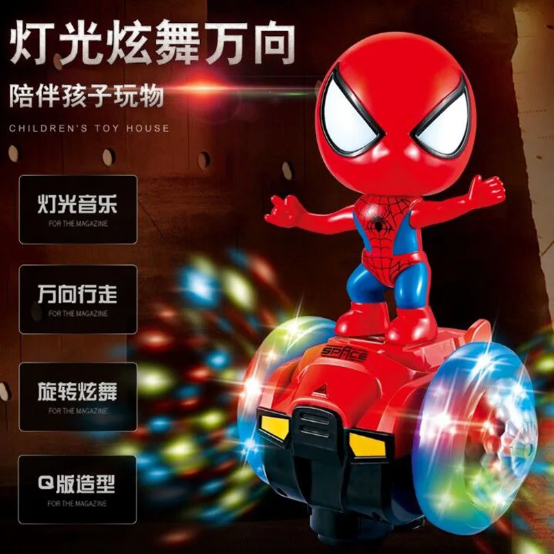 Zhi en bao трюк скутер мультфильм электрический Универсальный музыкальный человек-паук игрушечный автомобиль