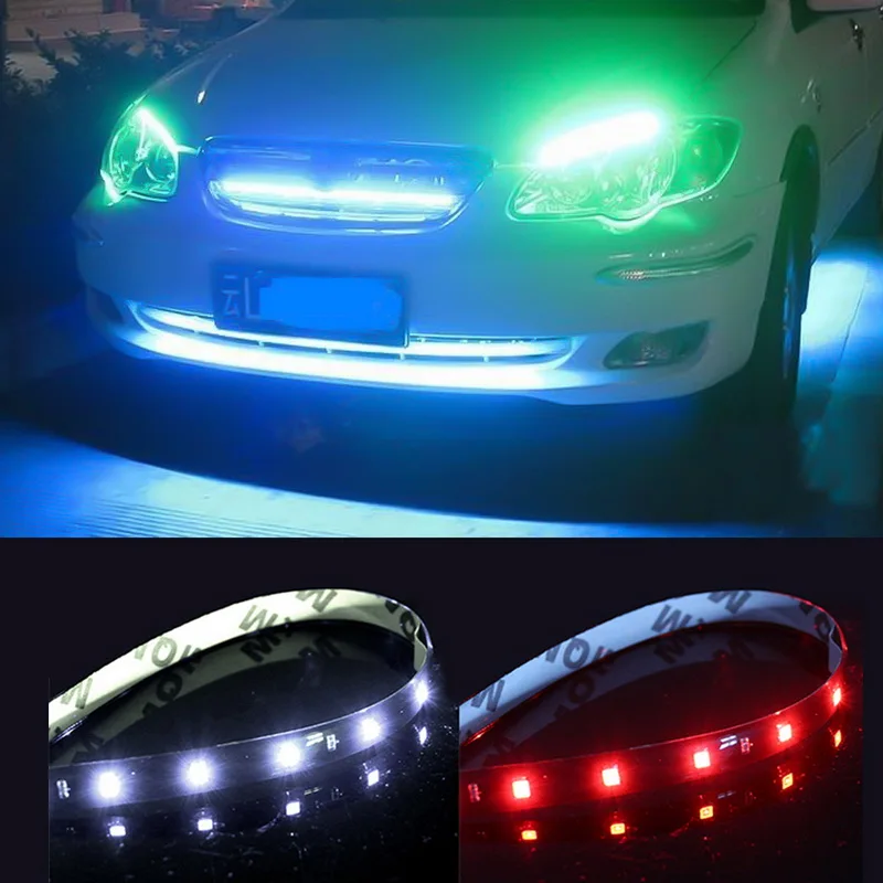 

2pcs High Power 30cm DC 12V 5050 SMD Waterproof Daytime Running Light Bar Ribbon Lamp Tape String Decoration LED Strip Light
