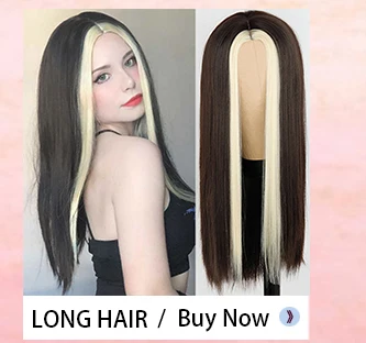 Synthetic Hair Pink and Black Wig Long Straight hair Cosplay Wig Two Tone Ombre Color Women Wigs