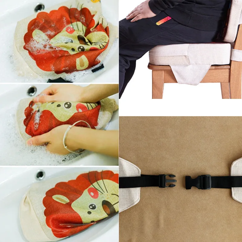 Adjustable Portable Cartoon Baby High Chair Seat Cushion Pad Dining Chair Booster Pad Washable Sponge Increasing Seat Cushion